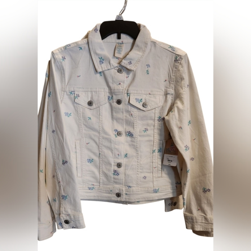 Thereabouts Girls White Floral Denim Jacket NWT!! Multiple Sizes